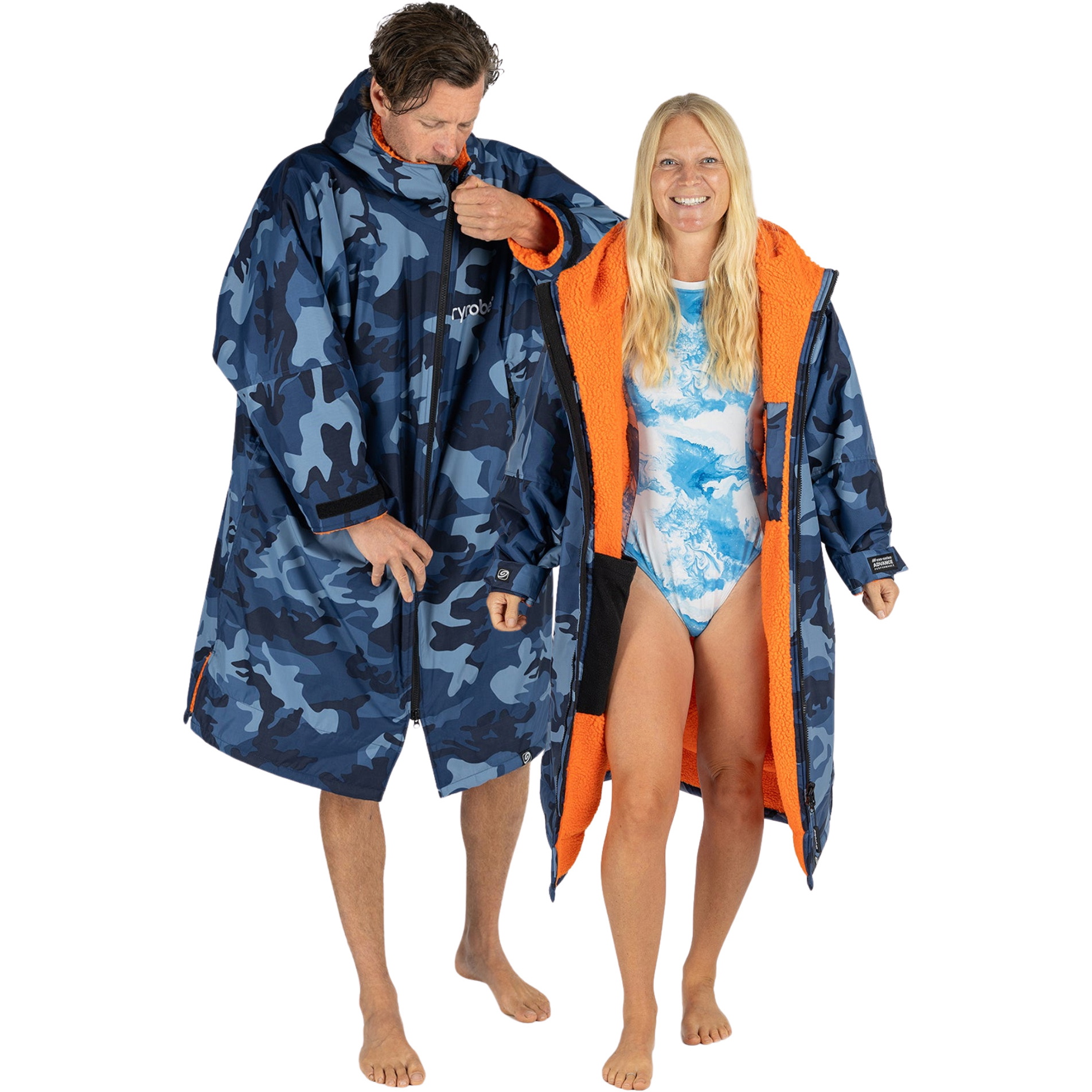 2025 Dryrobe Advance Långärmad Byte Robe V3 DALSV3 - Blå Camo / Orange